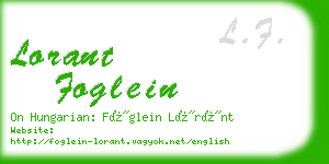 lorant foglein business card